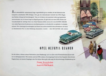 Opel Olympia Rekord Modelprogram 1954 Carbrochure (7560)